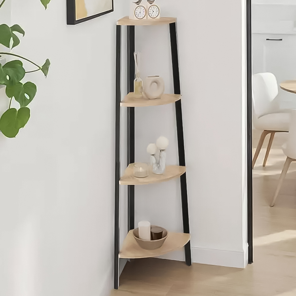 tectake Newbridge 4 Shelf Oak Sonoma Corner Shelving Unit - Brown