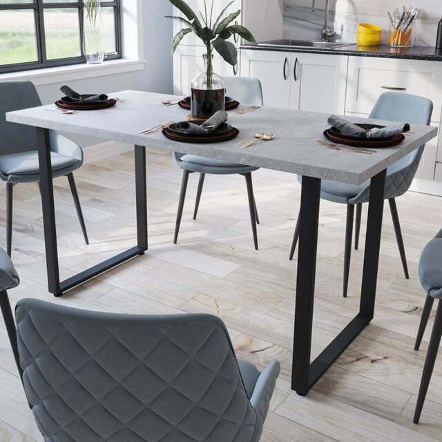 Shefa Seattle 6 Seater Dining Table Concrete Grey by wilko | ufurnish.com