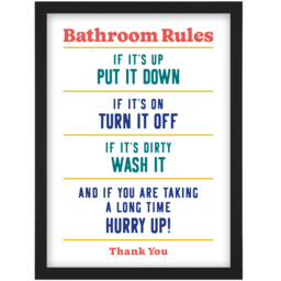 Artery8 Funny Bathroom Wall Art Toilet Rules Sign Funny Decor Wall Art ...