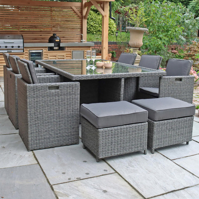 Royalcraft Paris 10 Seater Rattan Cube Dining Set - Grey - Wilko by ...
