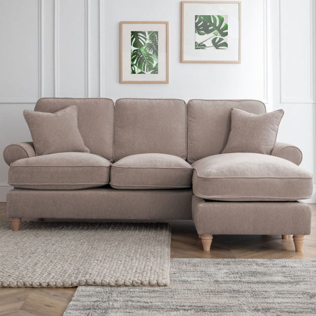 The Victoria 3 Seater Putty Right Hand Chaise Sofa by Wilko | ufurnish.com