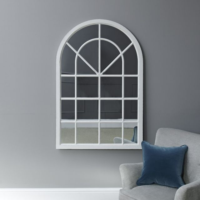 Fleur Small Arched Framed Mirror White