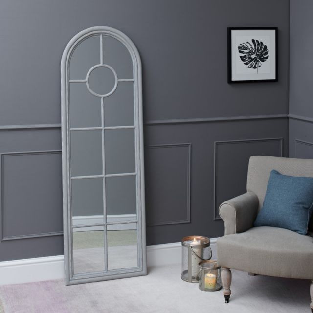 Fleur Narrow Arched Framed Mirror Grey