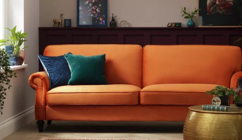 Habitat Classic Country 3 Seater Fabric Sofa Bed - Orange By Argos