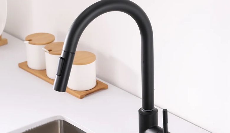 Matte Black Touch Kitchen Tap Stainless Steel Pull Out Spray Single Lever Handle by Homary