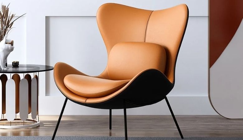 Orange & Black PU Leather Upholstered Accent Chair by Homary