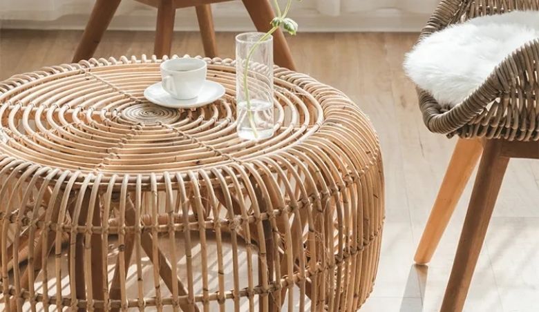 850mm Rustic Rattan Coffee Table Cocktail Table in Cottage Design By Homary via ufurnish.com