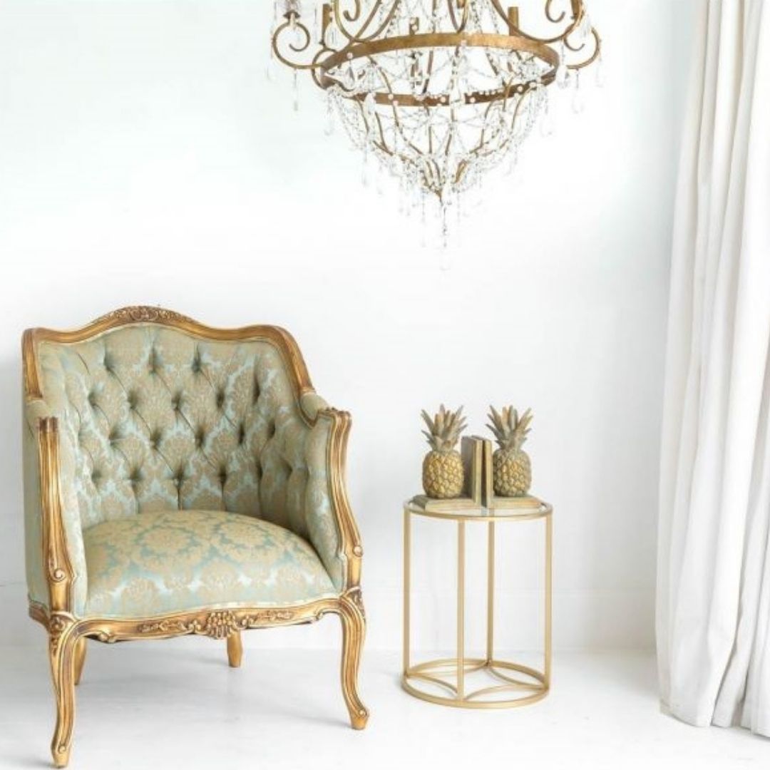 Palais de Versailles Damask Gold Armchair By The French Bedroom Company