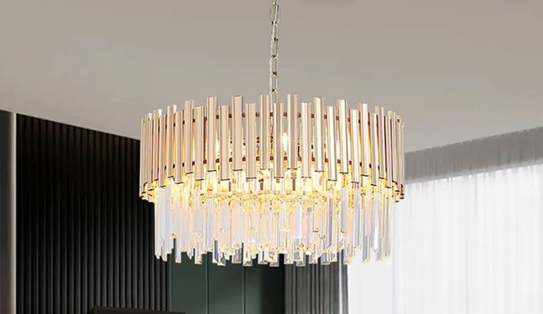 Modern 12-Light Tiered Crystal Chandelier with Adjustable Chain in Gold By Homary