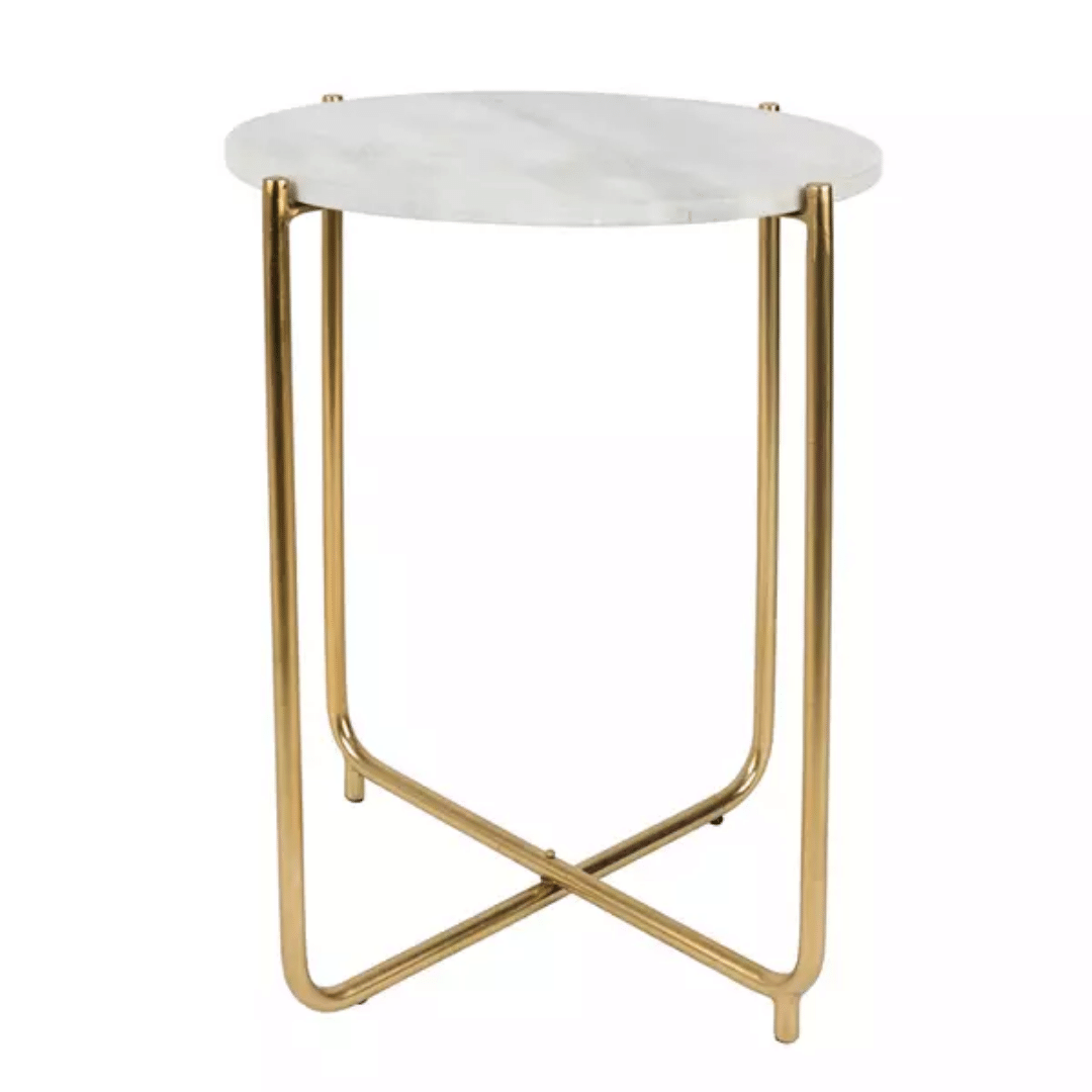 Timpa Marble Side Table in White