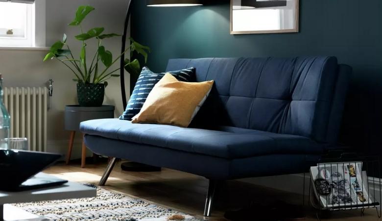 Nolan Fabric Clic Clac Sofa Bed - Denim Blue by Habitat
