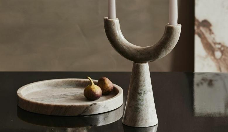 Curved Marble Candle Holder by Graham & Green