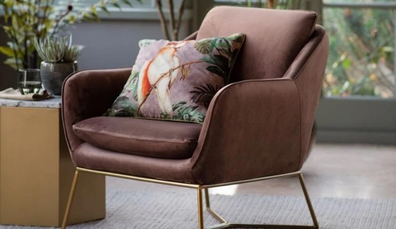 Lucca Chocolate Velvet Armchair by Choice Furniture Superstore