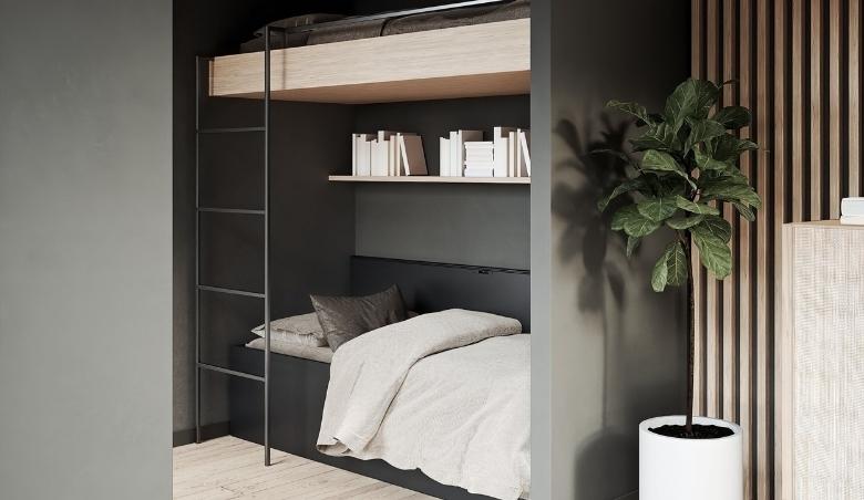 Fusion Desk Transforming to Single Bed, Black by Pepper Sq