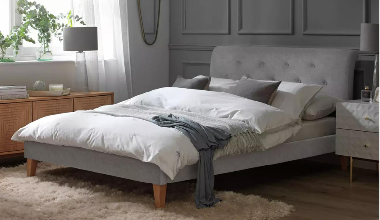 Anders Kingsize Fabric Bed Frame - Grey by Habitat