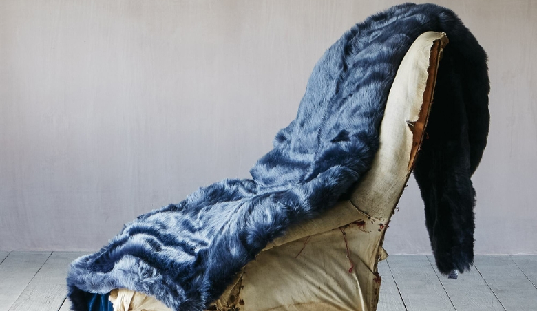 Midnight Blue Faux Fur Throw by Graham & Green