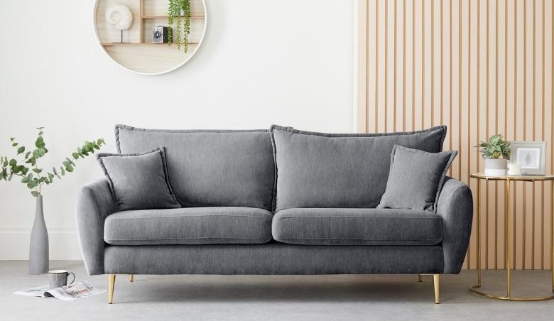 Edna Upholstered Velvet 3 Seater Sofa in Charcoal by Furniturebox