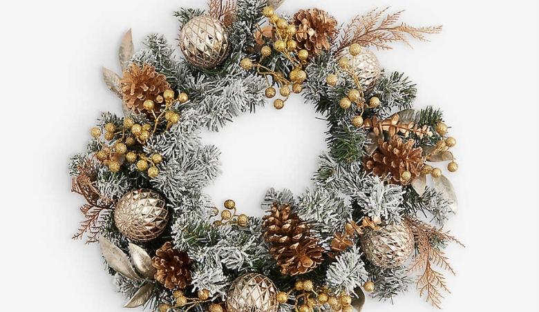 Festive-embellished Christmas wreath 50cm by Selfridges