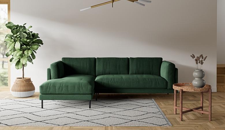 Munich Left-Hand Corner Sofa Green Smart Wool by Swoon
