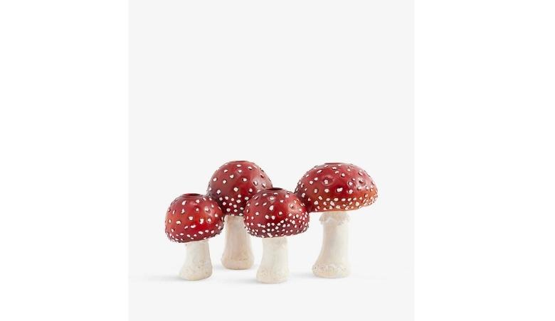 Mushroom Group Christmas candles 29.5cm by Selfridges