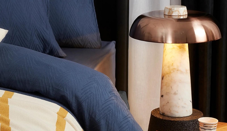 Mushroom Marble Table Lamp, Beige by Sazy
