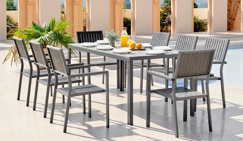 Dubai Grey 8 Seat Outdoor Dining Set - Garden Furniture by Furniturebox