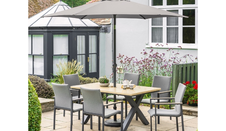 LG Outdoor Venice 6-Seater Garden Dining Set, Grey by John Lewis & Partners