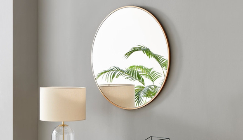 Emma 80cm Round Copper Frame Wall Mirror by Furniturebox
