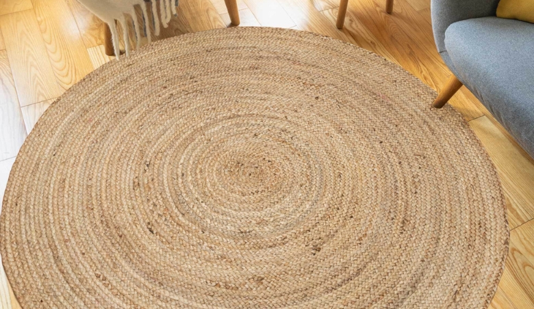 Rustic Jute Round Natural Circle Rug by Kukoon