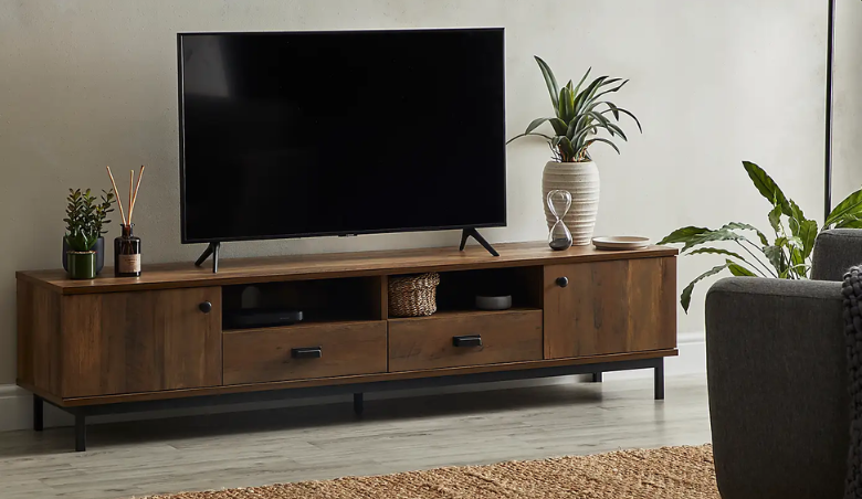 Fulton Pine Extra Wide TV Unit Pine By Dunelm