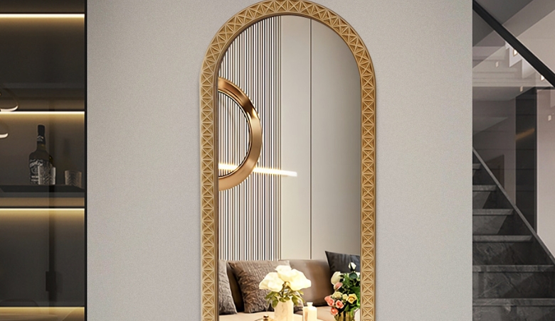 1200mm Large Long Arch Natural Carved Wood Full Length Wall Mirror Decor Art Living Room by Homary