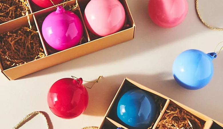 Opaque Bauble Christmas Tree Decorations, Set of 9 By Anthropologie.