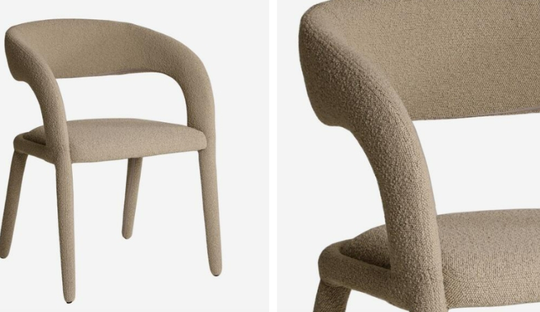 Knox, Chair, Dark Neutral - Andrew Martin Wood & Boucle & Other Fabric By Andrew Martin