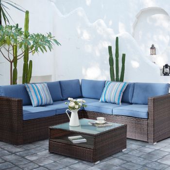 Debenhams Medina 4 Piece Corner Brown Rattan Sofa Set