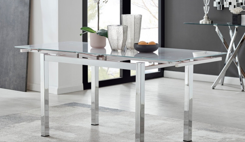 Enna White Glass Extending Dining Table By FurnitureBox