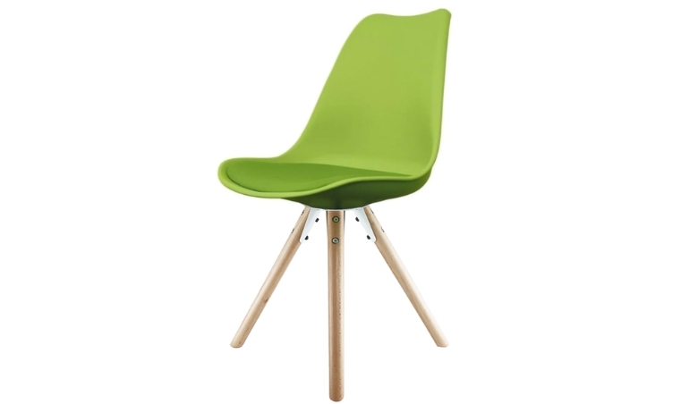 Soho Green Plastic Dining Chair with Pyramid Light Wood Legs By Fusion Living