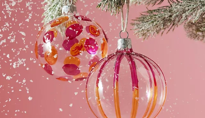 The Conscious Stripe Glass Bauble Christmas Tree Decoration By Anthropologie