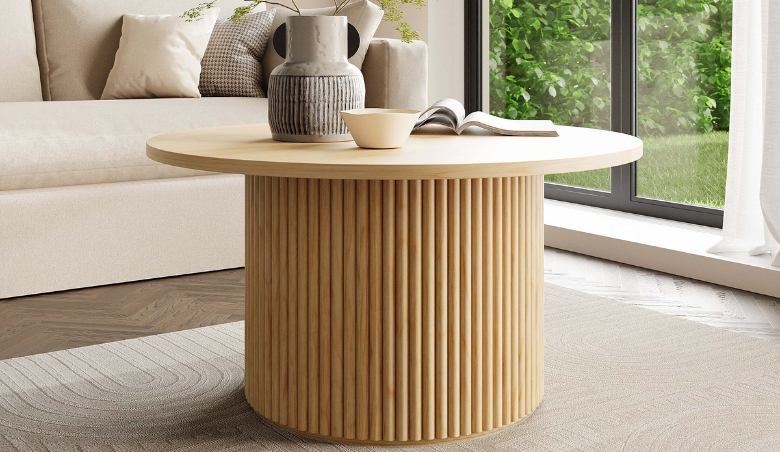Amari Round Coffee Table Natural By Dunelm
