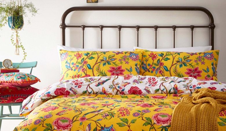 furn. Pomelo Yellow Reversible Duvet Cover and Pillowcase Set By Dunelm