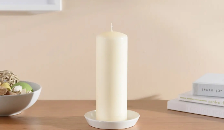 Pack of 6 Cream Pillar Candles, 7cm x 20cm Cream By Dunelm