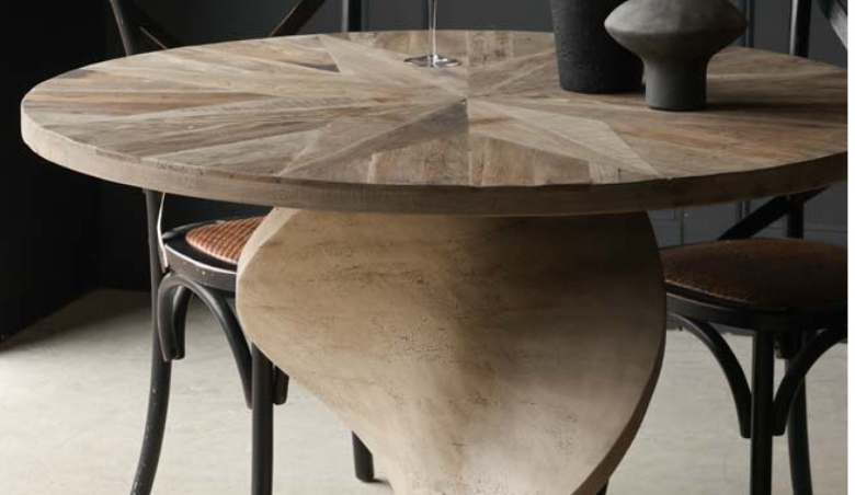 Round Elm Twisted Dining Table By Rockett St George