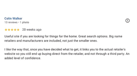 Colin Walker ufurnish Google Review