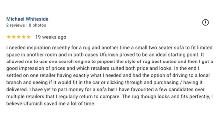 Michael Whiteside ufurnish.com Google Review